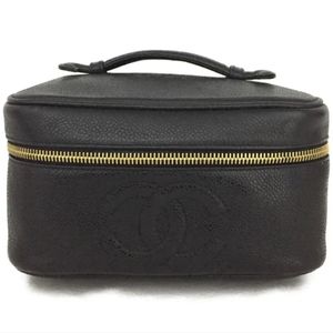 Chanel Vintage Vanity/Makeup/Cosmetic Bag Caviar Leather